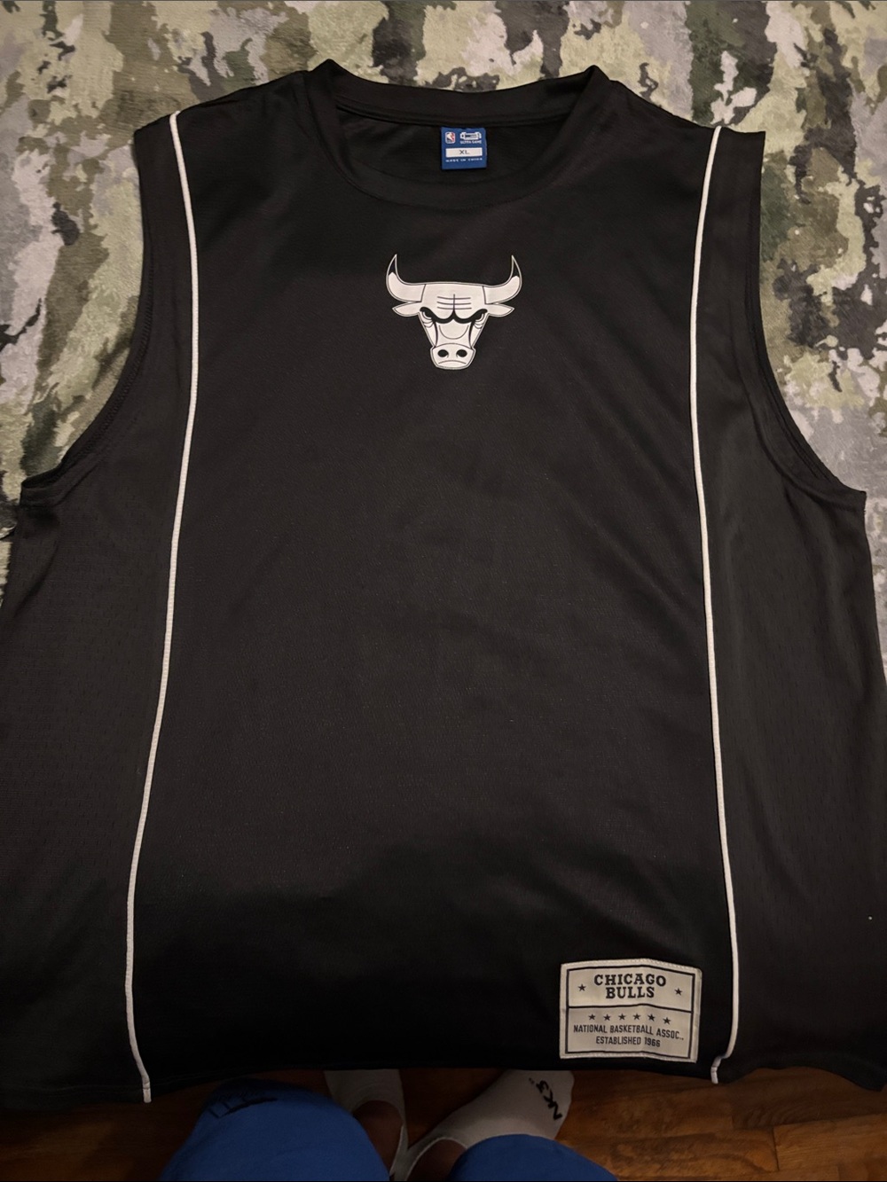NBA Chicago Bulls Black Tank with White Piping